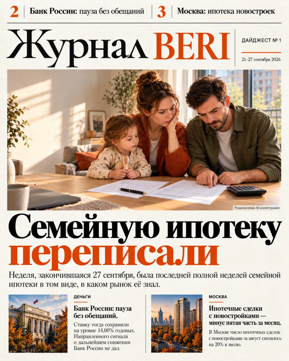 Первая полоса дайджеста № 1 — 21–27 сентября 2026