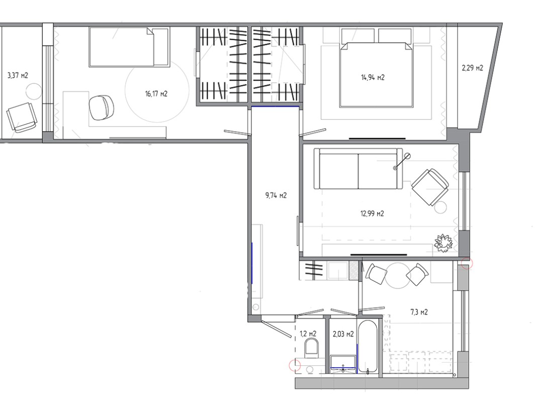 3-комн. кв, 65,7 м² - № 35