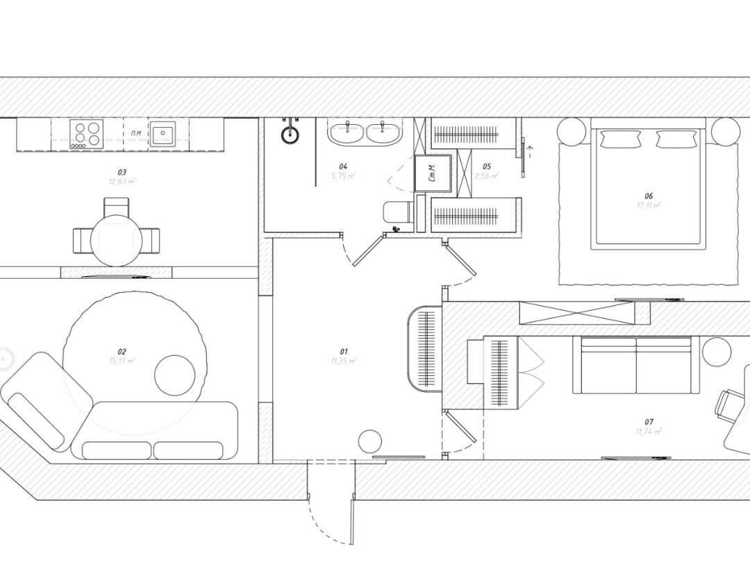 3-комн. кв, 75 м² - № 34